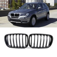 2pcs abs 2010 2013 glossy black car front gril for bmw x3 f25 1 line slats front bumper kidney grille auto car accessories