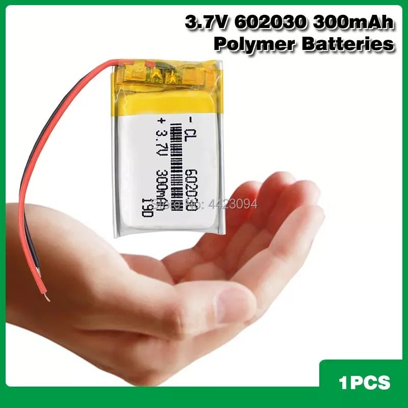 

602030 mini Lipo Rechargeable Lithium Battery 300mAh 3.7V Bluetooth MP3 Card Audio Recorder Li-ion Cell Batteries LWH 30*20*6mm