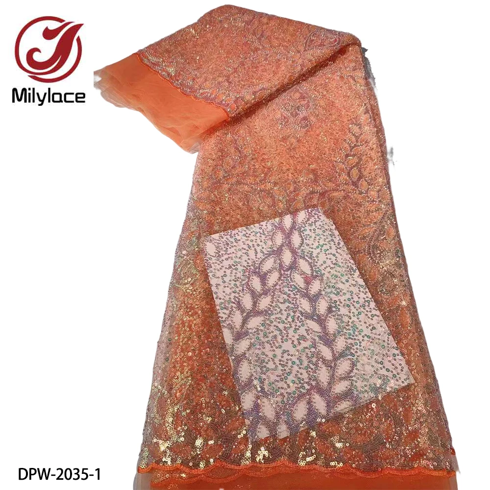 

Горячая Распродажа бисера Африканское кружево Frabric Высокое качество Французский Тюль Кружева пайетки вышитая кружевная ткань для свадебного платья