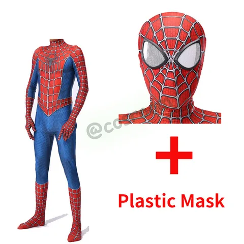 Костюм Человека-паука Tobey Maguire, красный костюм Raimi для косплея, комбинезон супергероя, спандекс для взрослых/детей