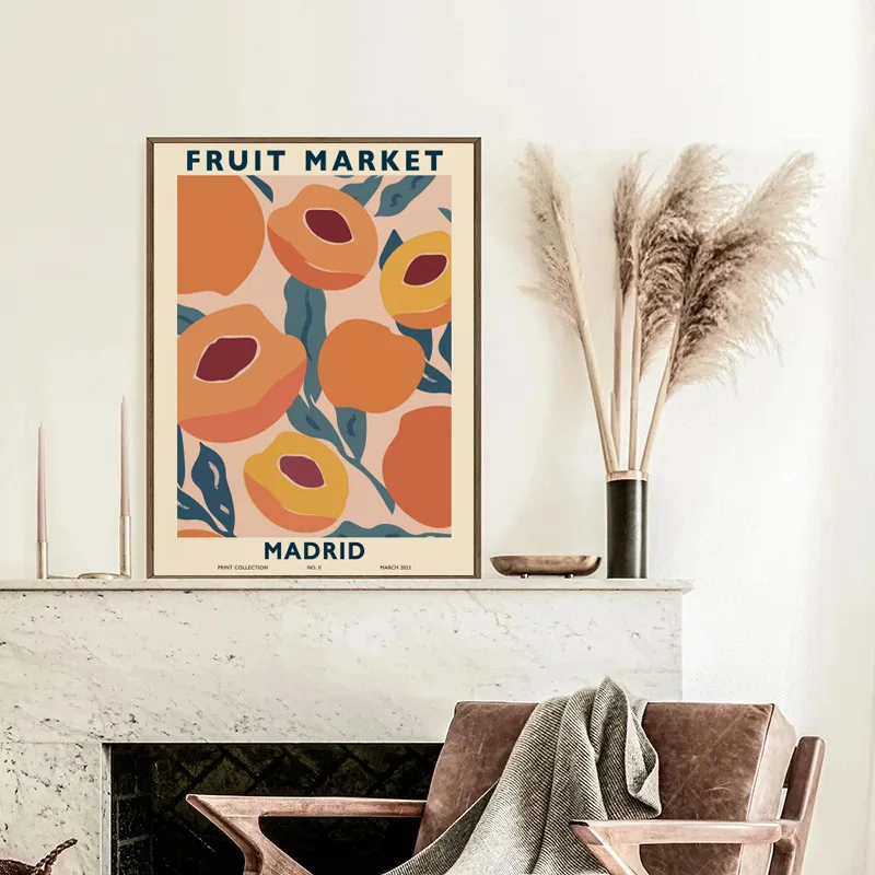 Ретро цветочный рынок Белые маки Берлин Мадрид выставка растения постер холст