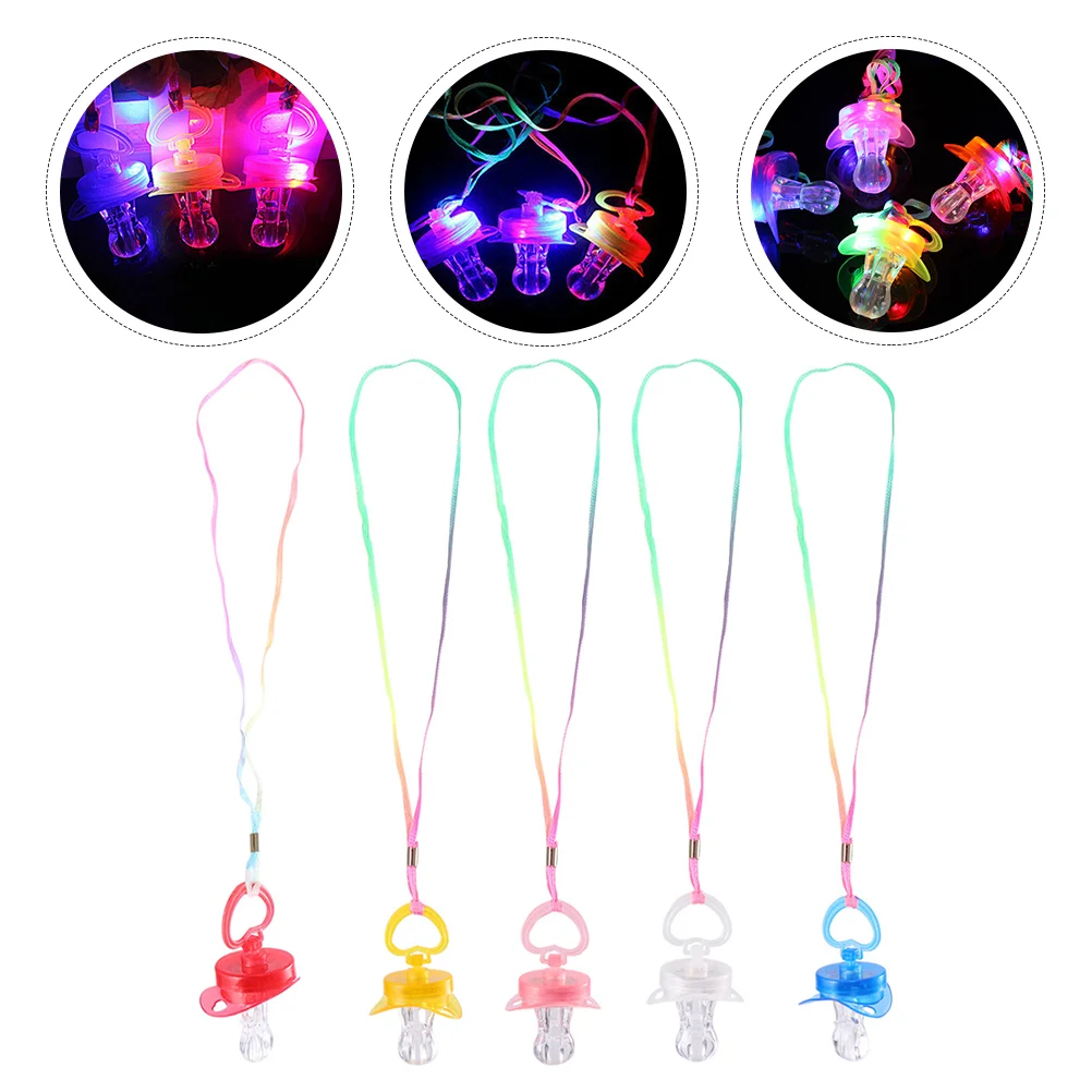 

5Pcs Glowing Whistle Colorful Pacifier Noisemaker Night Light Plaything Goodie Bag Fillers for Children Kids Adults