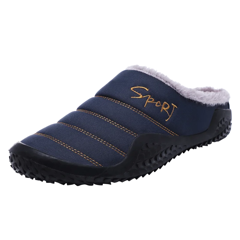 

2022 New Winter Slippers for Men Warm Indoor Shoes Short Plush Flat Heel Male Slipper Waterproof Nonslip Home Slippers Size39-48