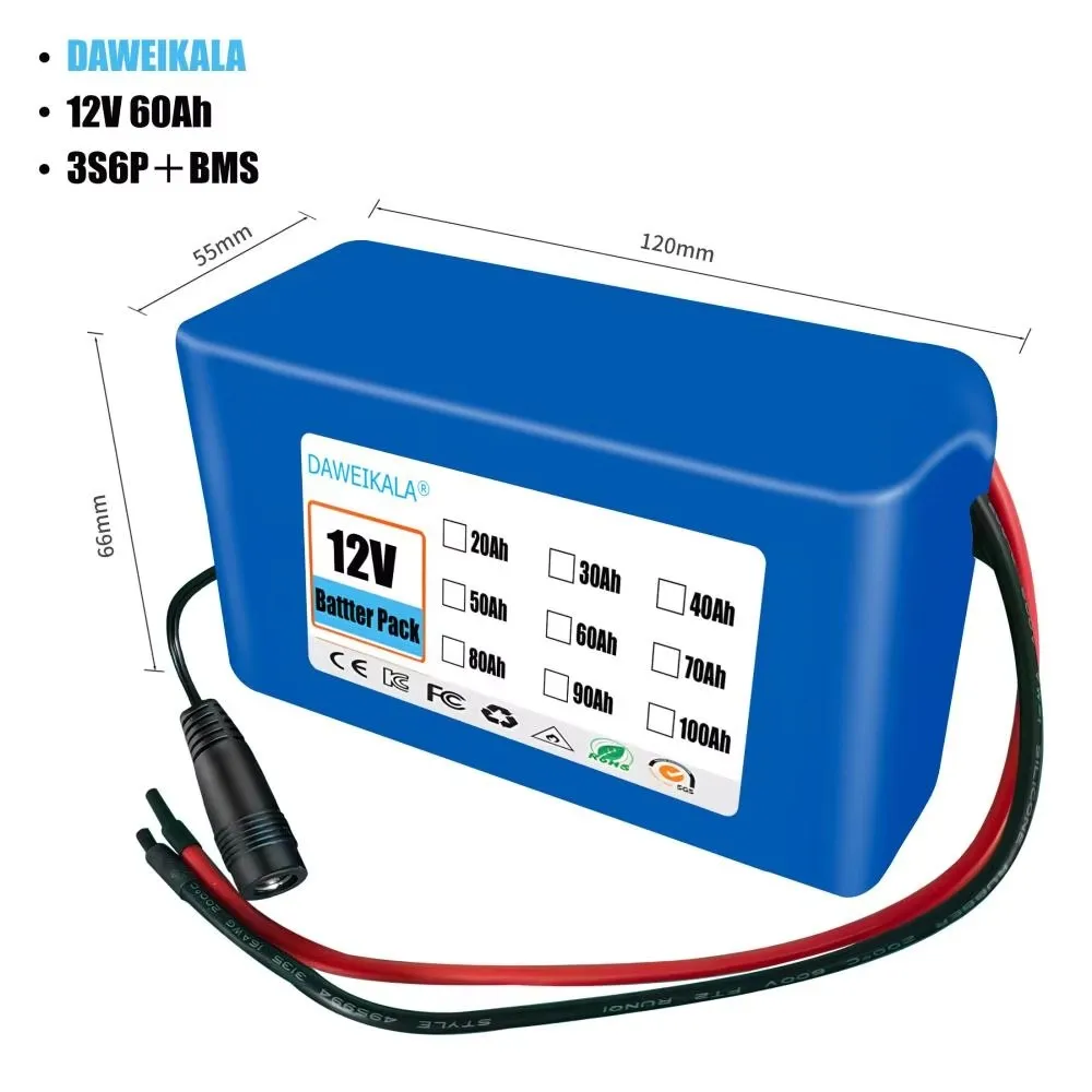 Dadolii 12V 3S12P литий-ионный аккумулятор 60000 мАч