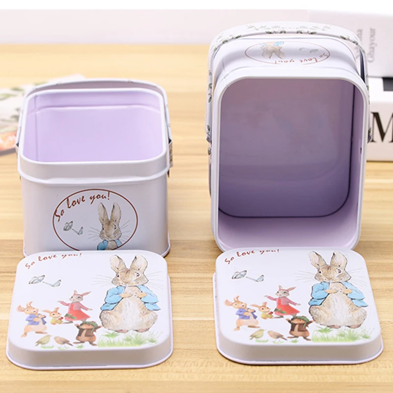 1 шт. портативный чехол с мультяшным Кроликом жестяная коробка для хранения