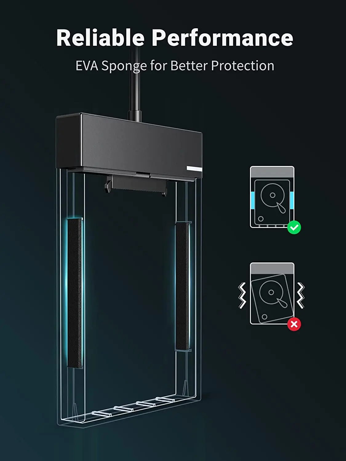 Внешний корпус для жесткого диска UGREEN 2.5 дюйма с кабелем 1.6 фута, безинструментальный, SATA-USB, для SSDHDD (art.: 3920da9e780bf) - 3920da9e780bf