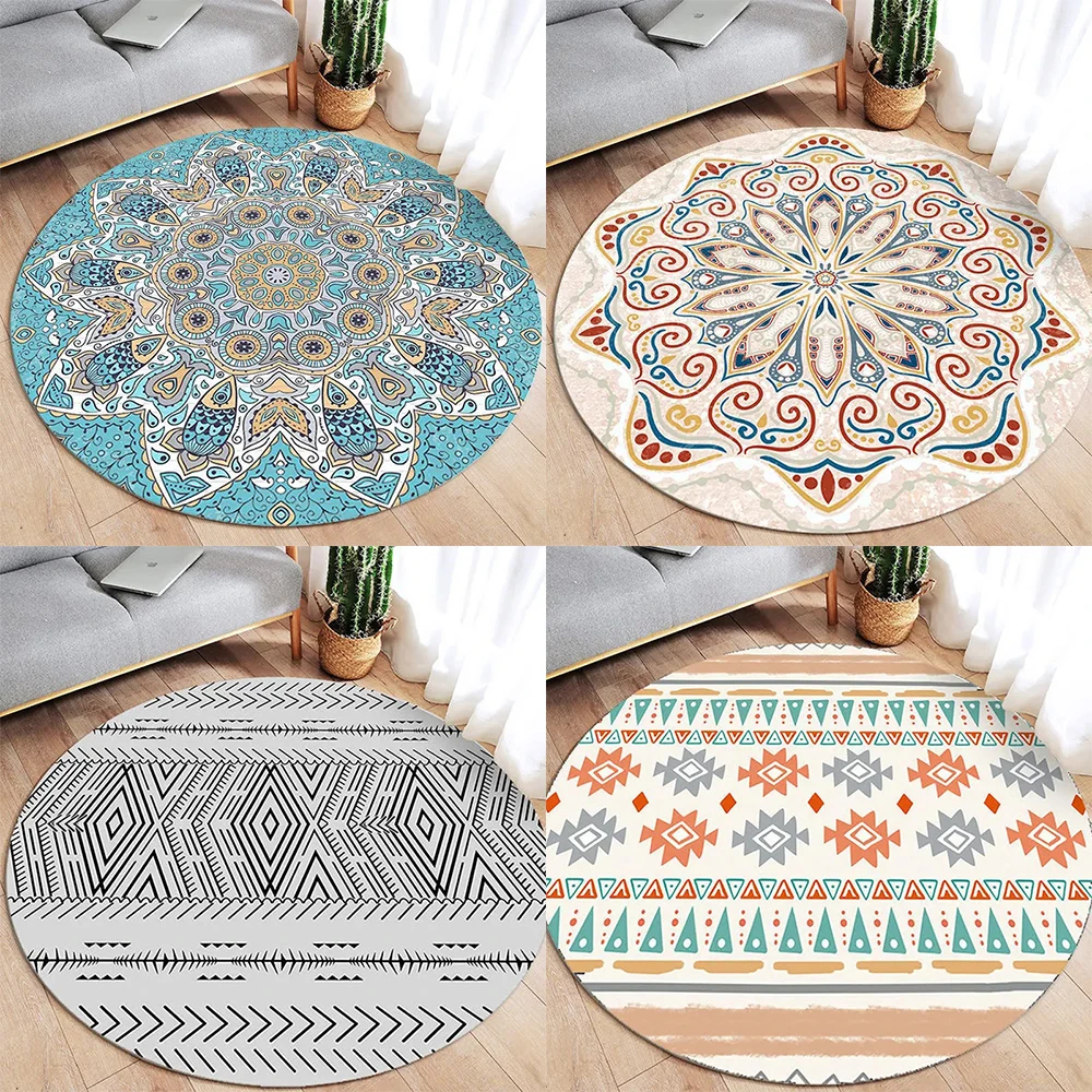 Круглый ковер с мандалой в стиле ретро для гостиной дивана простой домашний
