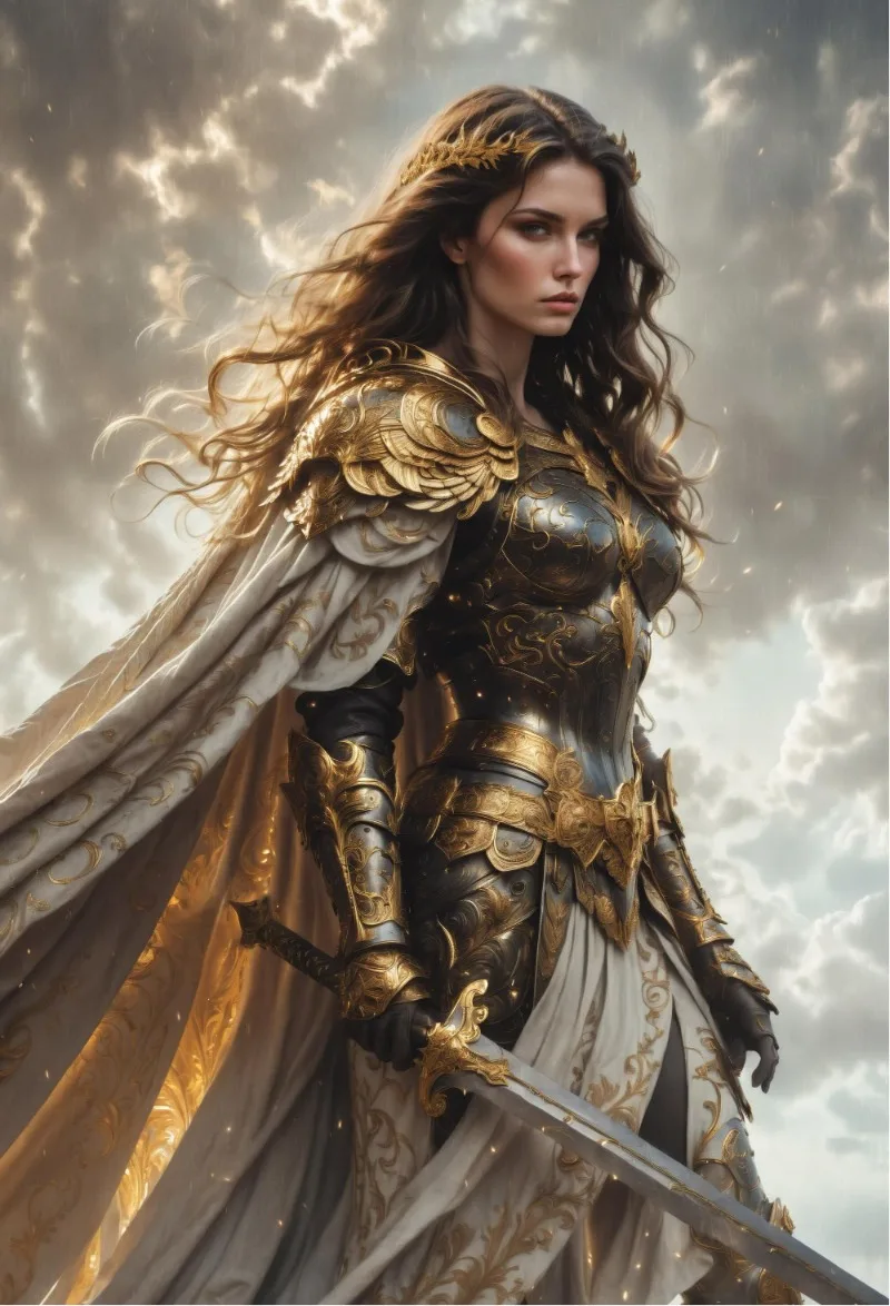 

Фэнтезийный постер "Стражи неба, золотые крылья"