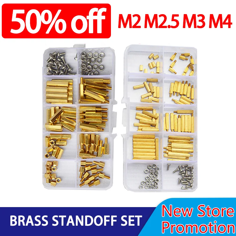 

M2 M2.5 M3 M4 Brass Standoff Set Thread Pillar Mount Male Female Spacer Bolt Assortment Kit PCB Motherboard Spacer Screw Nut