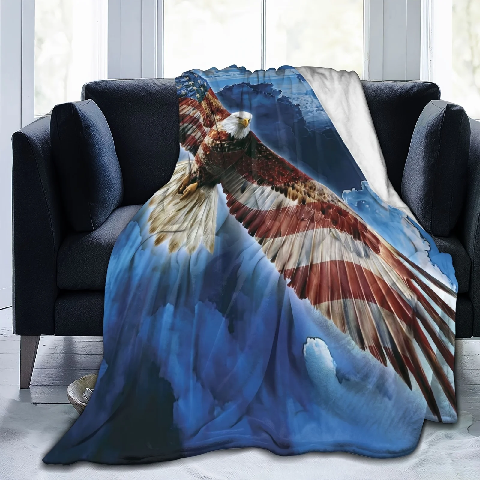 

1pc American Eagle Fleece Blanket For Bed, Eagle Fleece Throw Blanket Super Soft Plush Eagle Blanket Throw