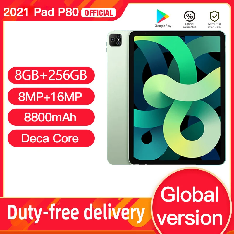 Tablet P80 Pad Pro 8 Inch 8GB RAM 256GB ROM Tablete Deca Core Android 10.0 Tablets Dual Call GPS Bluetooth Google Play tablette