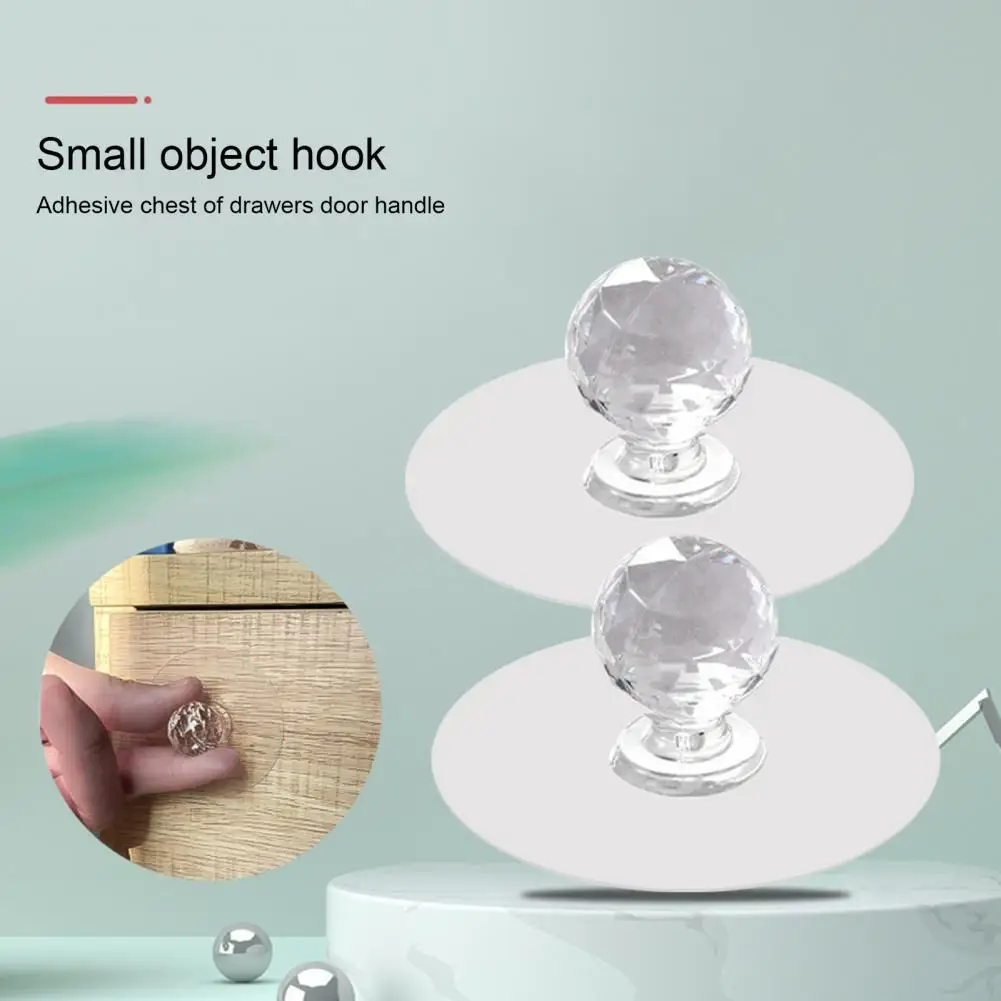 

2Pcs Wall Mounted Compact Cabinet Handle Acrylic Practical Punch-free Cabinet Pull for Cupboard