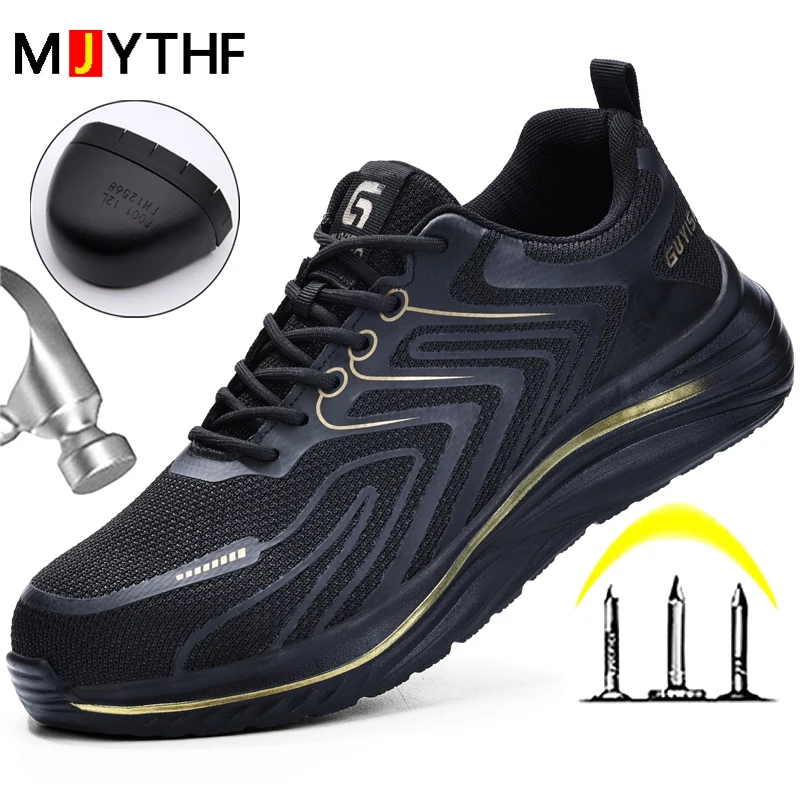 

Safety Shoes Men Fashion Work Sneakers Puncture-Proof male Shoes Adult Indestructible Shoes Steel Toe Anti-smash Protective Boot