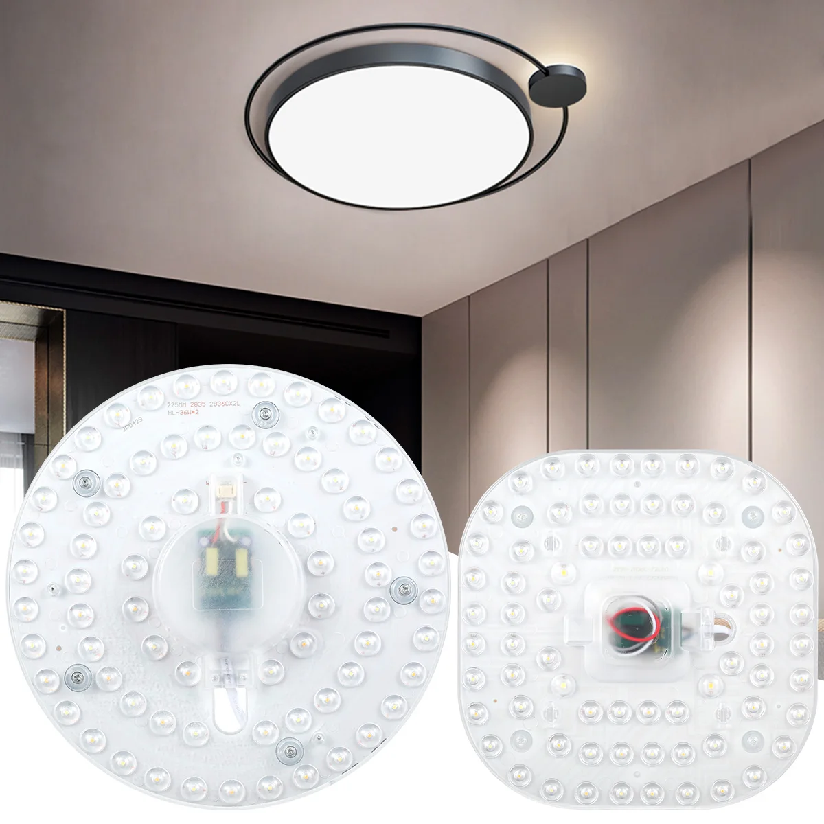 

8/9" 36W LED Retrofit Light Engine 3 Color Dimmable LED Light Board Replacement Round Square LED Light Panel for Ceiling Fan