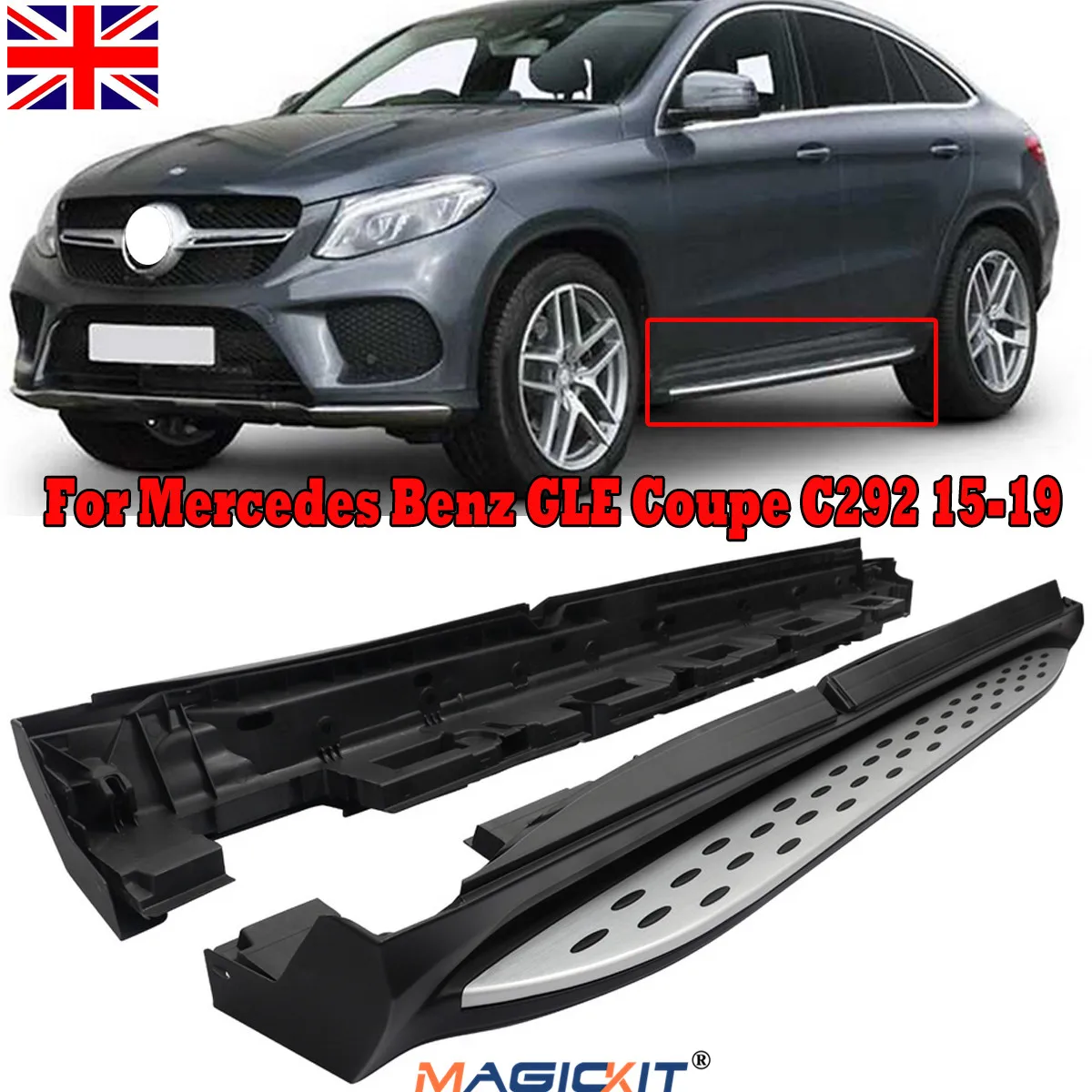 

Suitable for Mercedes Benz GLE Coupe C292 Set of Running Boards 2015-2019 Aluminum Side Steps C292 AMG Style Accessories