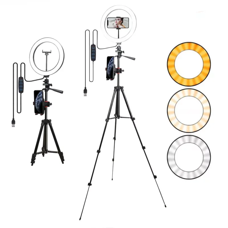 

Selfie Ring Lamp Led Ring Light Selfie For Ring Phone Photography Lighting Camera Tripod Kit Photo Equipment Para Air Black