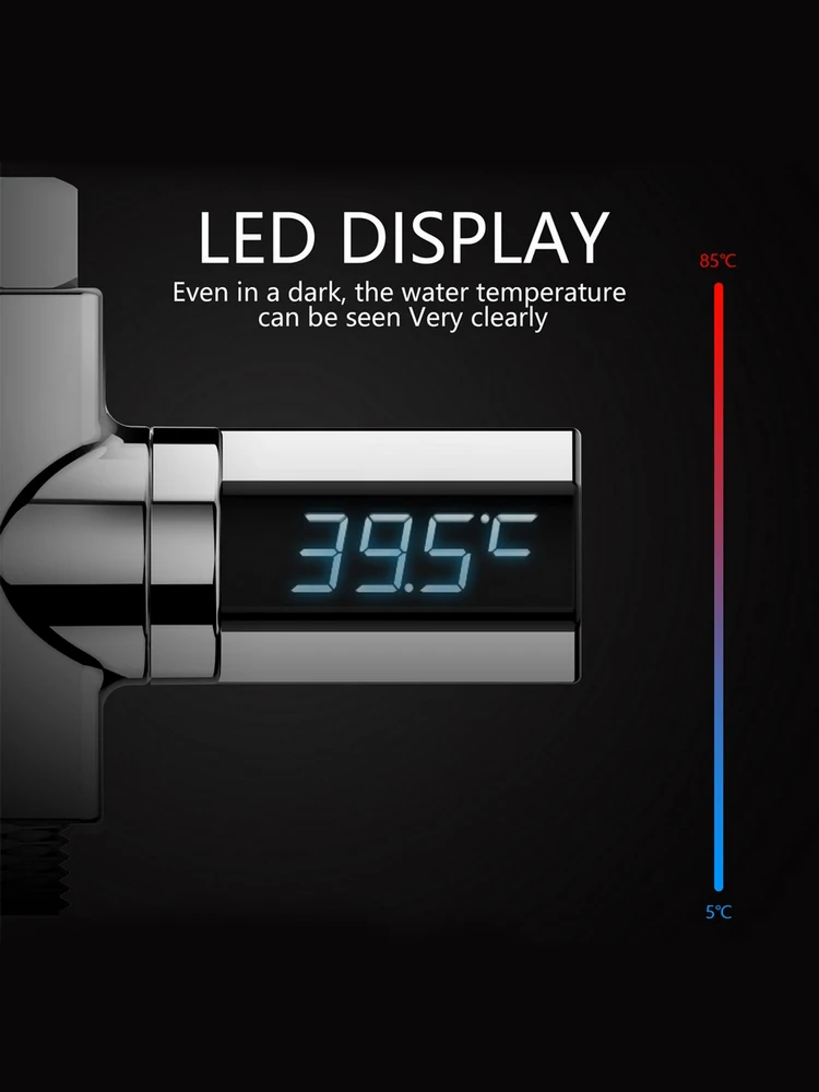 Смеситель для душа от дождя с светодиодный дисплеем измеритель температуры воды