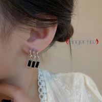 dark black zircon earrings female sweet and cool hot girl cold wind niche design personality earrings temperament earrings