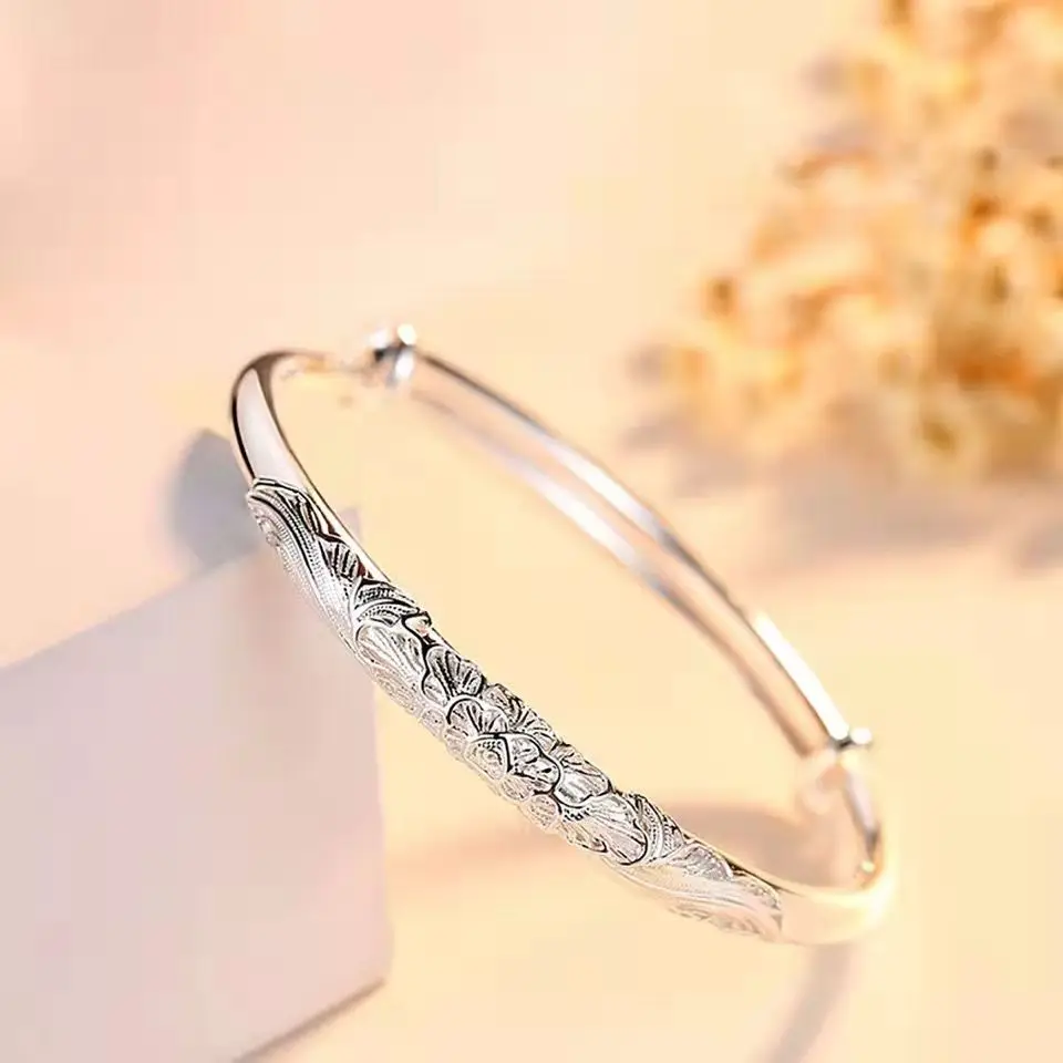 

S999 Silver Bracelet, Push-Pull, Adjustable Size, Jewelry, Girlfriend, Wife Valentine's Day Gift