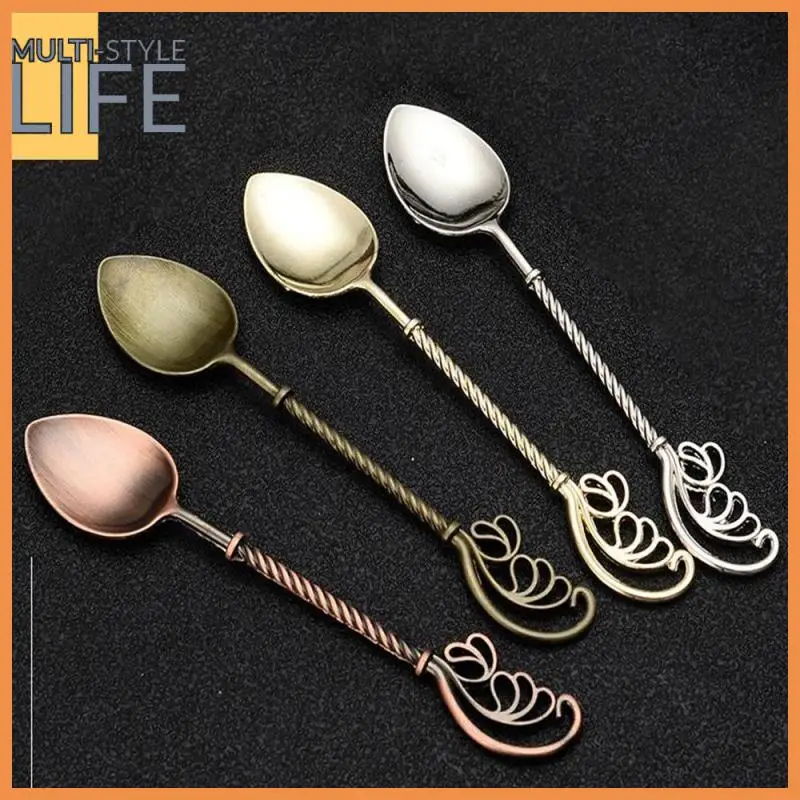 

Elegant Coffee Spoon Dessert Fork Polishing Classical Spoon Flower Carving Pattern Small Spoon Kitchen Accessories Gift Crafts