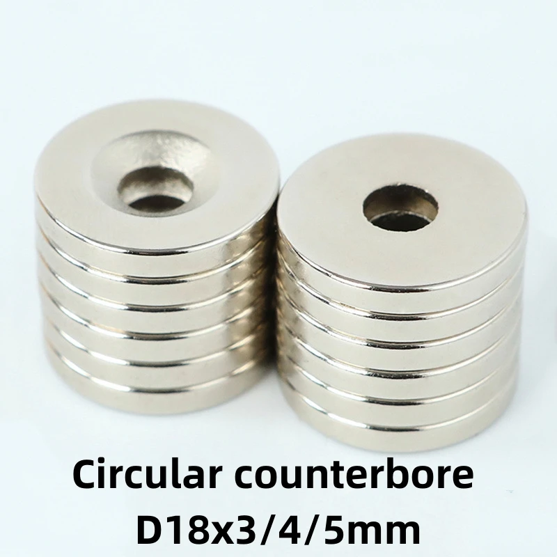

D18x3/4/5-5mm NdFeB Circular Strong Magnet Counterbore Magnet Circular Magnet Neodymium Iron Boron Strong Magnet Nickel Plated