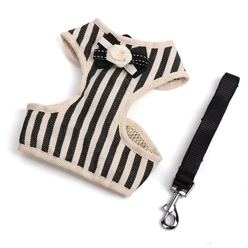 

Pet Leash Puppy Retro Striped Butterfly Chest Strap Nylon Dog Leash Pet