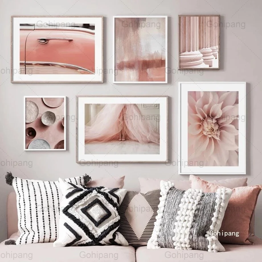 

Pink Dress Flower Plate Desert Car Abstract Canvas Paintings And Prints Wall Art Canvas Painting Decor Pictures for Living Room