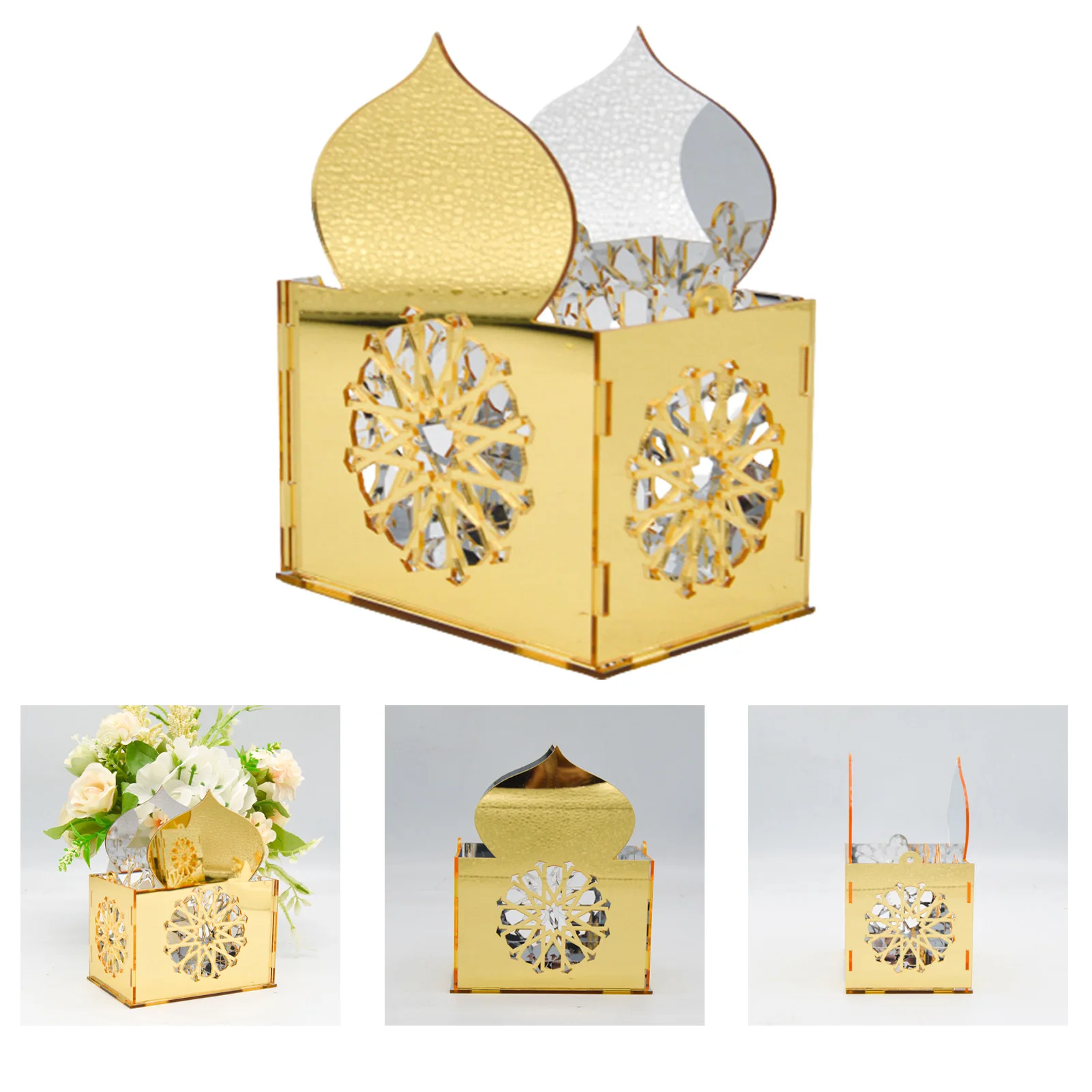 

Eid Mubarak акриловое украшение серебристое золото Рамадан зеркало настольные сборные поделки для Рамадан вечеринки домашний декор