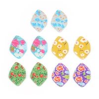 10pc leaves shape colorful flower flat acrylic pendants plate jewelry accessories handmades fashion for diy earrings wholesale