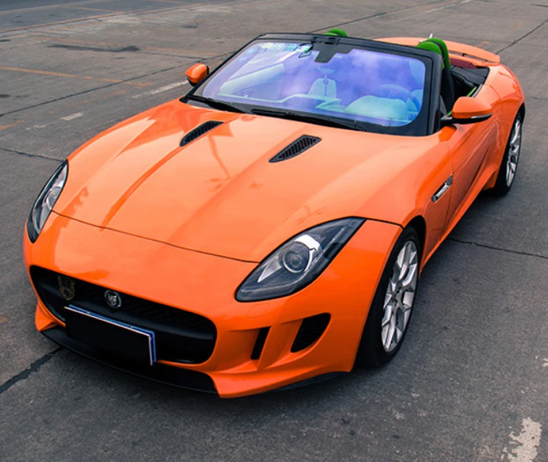 

Orange High Gloss Vinyl Wrap Roll with Air Release Technology DIY Vehicle Car Decal Wrapping 1.52x18m 5x59ft