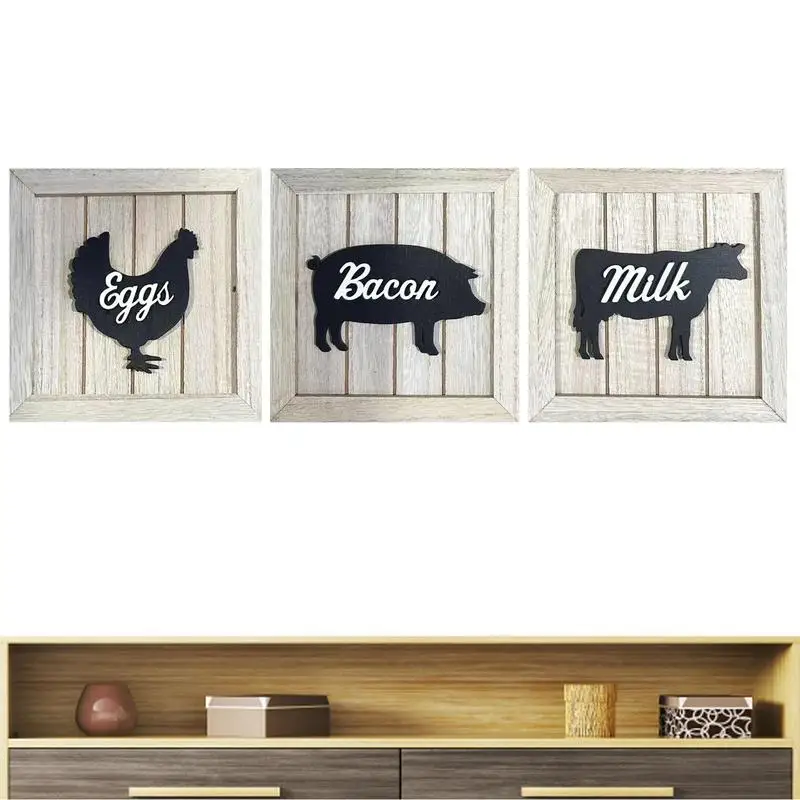 

Настенные деревянные знаки в рамке, набор из 3 предметов, минималистичные деревенские знаки для стен, фермерский декор, кухонные аксессуары, гостиная