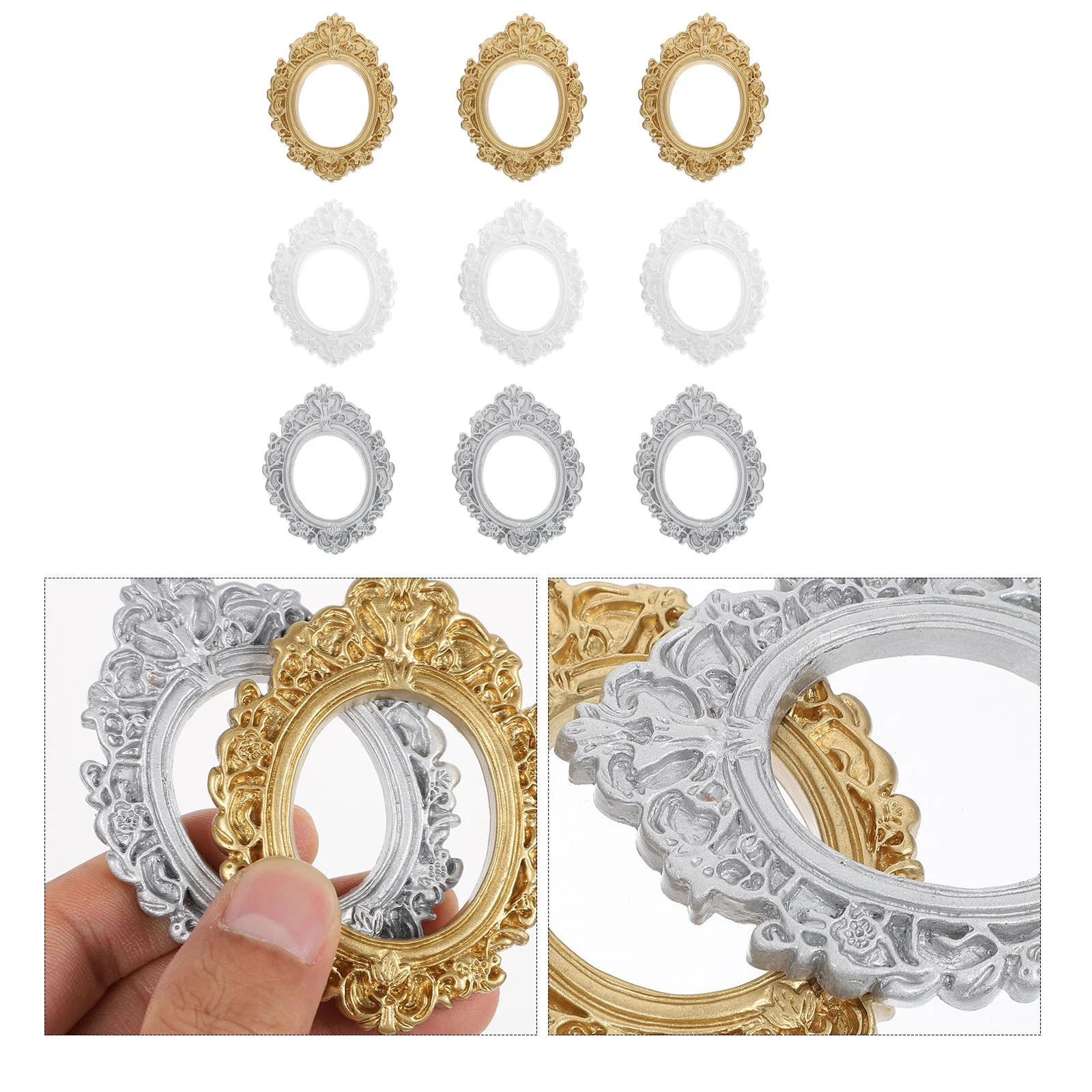 

9pcs Resin DIY Vintage Tiny Picture Frame Small Frames Miniature Photo Frames