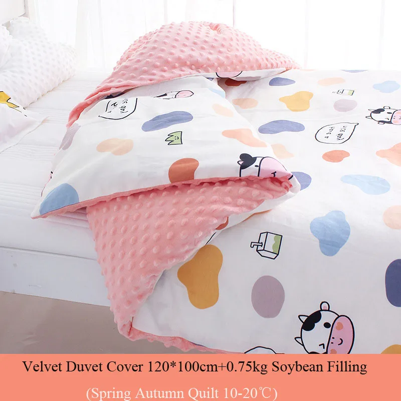 

Cartoon Print Children's Quilt Baby Blanket Spring Autumn Doudou Velvet Bebe Duvets Newborn Infant Bedding ZT120