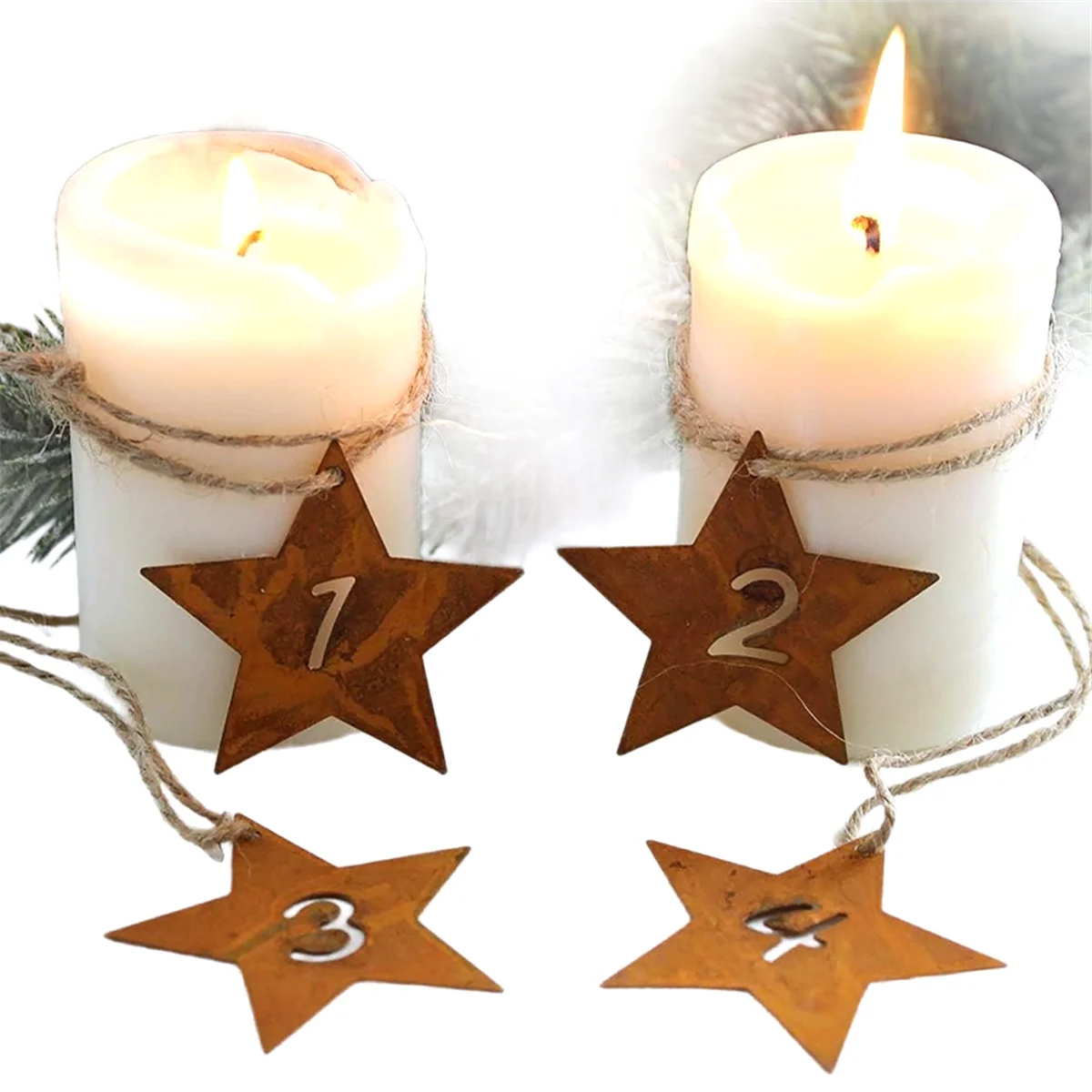 Рождественский декоративный венок с цифрами от ржавчины из состаренного металла