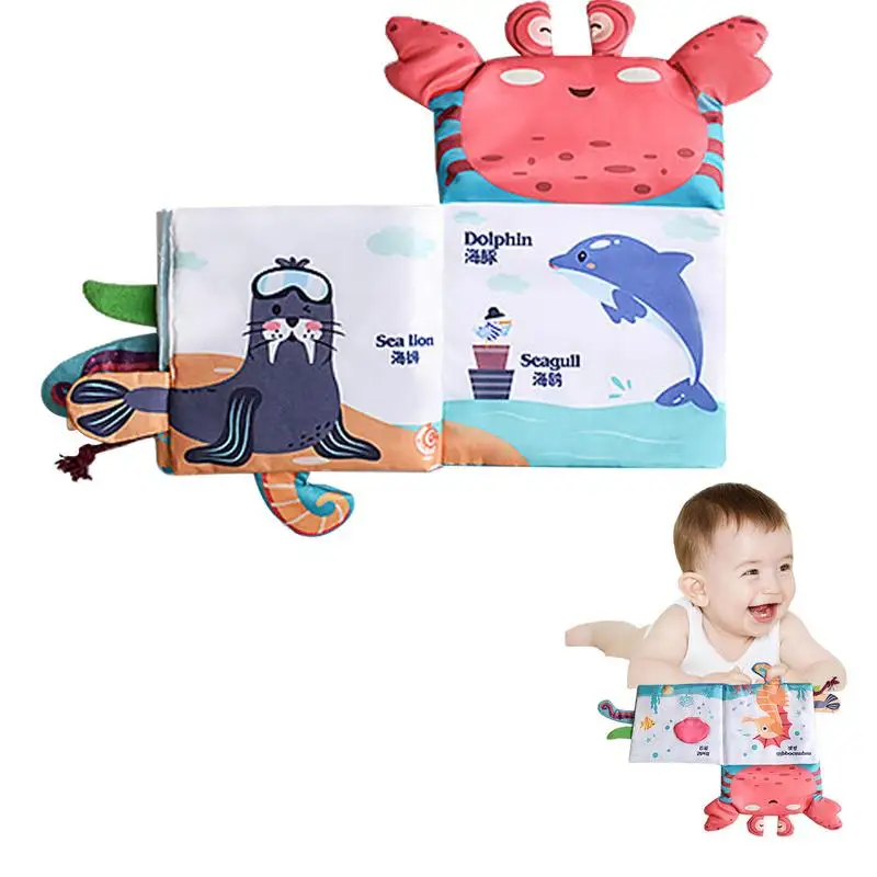 

Sea Animal Fabric Cloth Book Soft Sensory Books Crinkle Cloth Book Animal Puppets Busy Book Soft Activity Early Education Toy