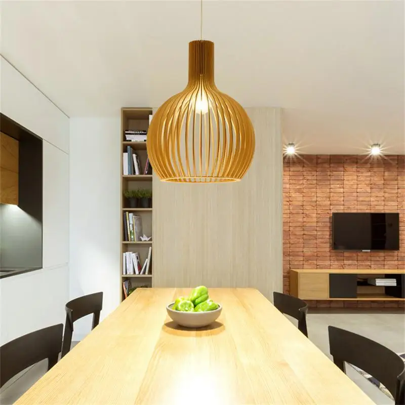 

Cross-border Manufacturers Japanese Retro Wood Chandelier Creative Restaurant Country Restaurant Lighting Tatami Birdcage Lamps