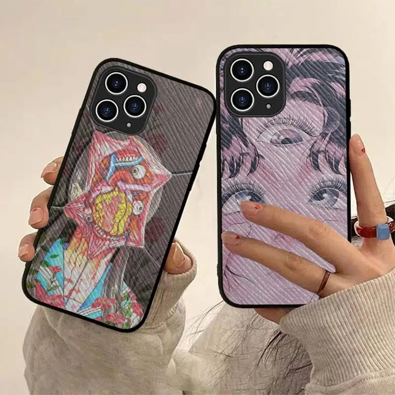 

FHNBLJ Shintaro Kago Horror Cartoons Phone Case Hard Leather Case for iPhone 11 12 13 Mini Pro Max 7 Plus SE 2020 X XR XS Coque