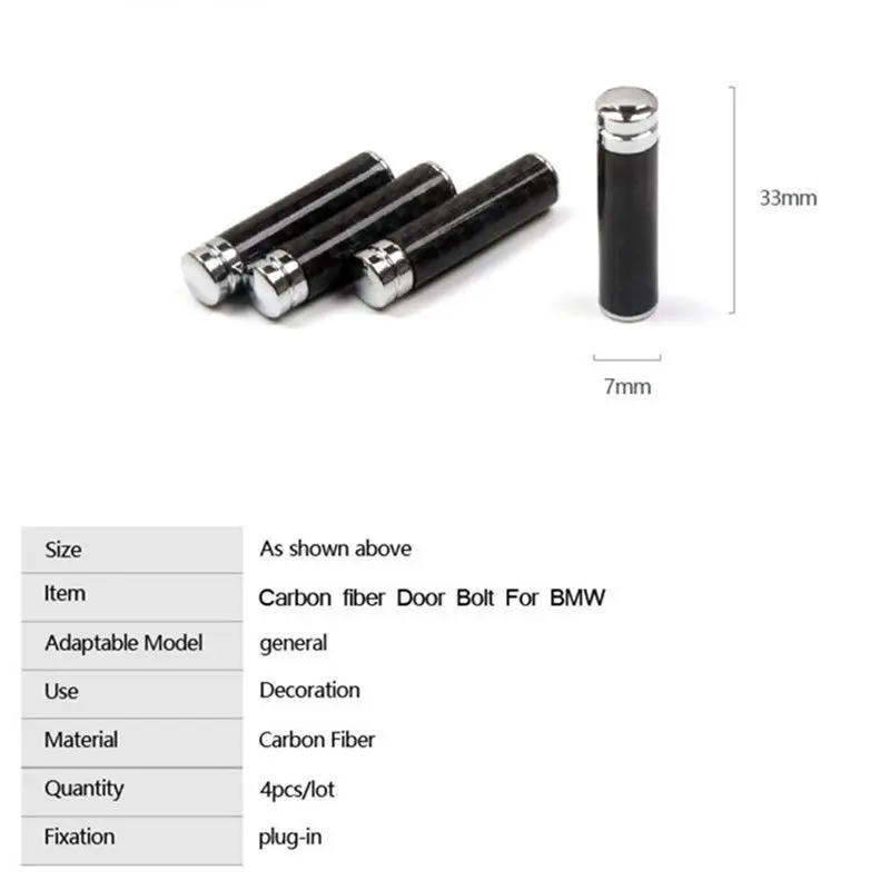 4 шт. Шпилька для рукоятки из углеродного волокна подходит BMW E60 E70 E90 F10 F20 F22 F30 F32 F25