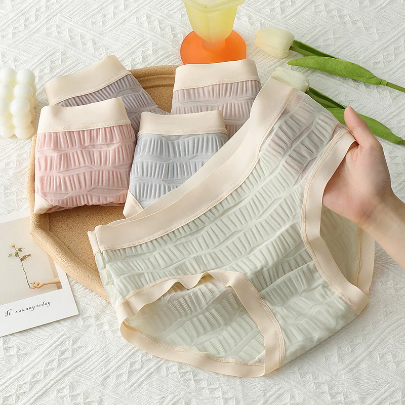 

Women's Underwear Sexy Panties Women Traceless Ice Seersucker Soft Comfortable Middle Waist Antibacterial Breathable Briefs