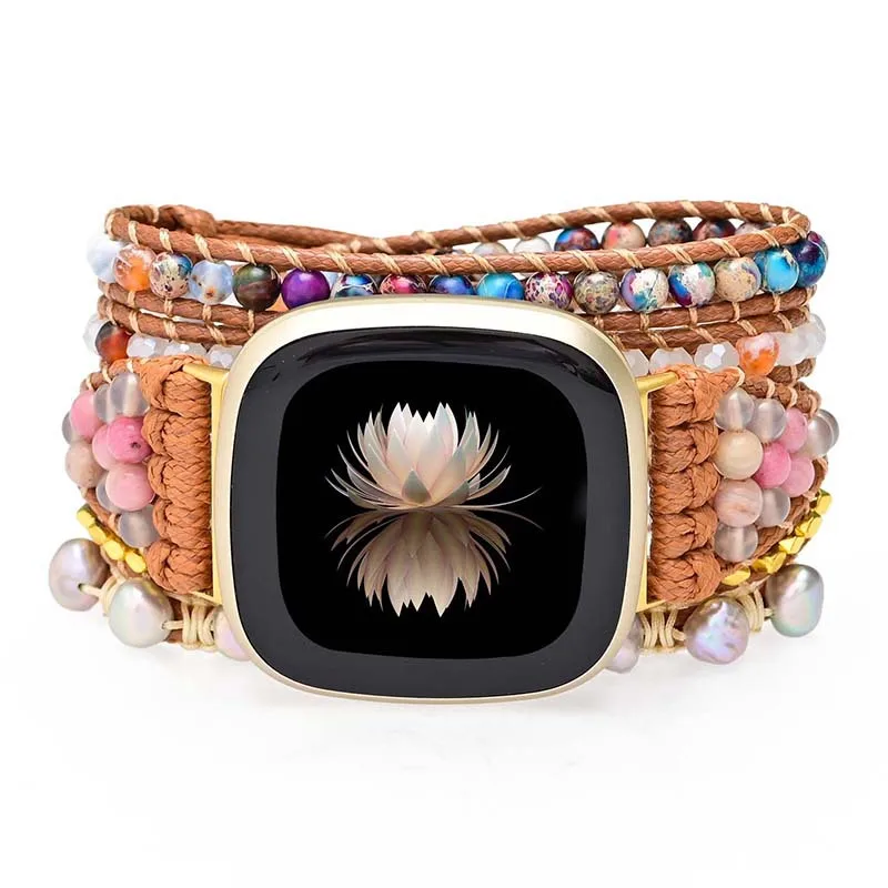 Natural Freshwater Pearl Stone Strap For Fitbit Versa 1 2 3 Band Watchband Wristband For Fitbit Versa Lite/Fitbit Sense Strap