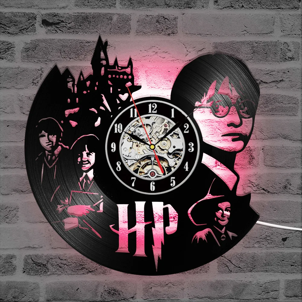 

Harried Potters Ron Hermione Wall Clock Record Clock Creative Decoration Duose Theme Clock Hollow Personality Vinyl Gift