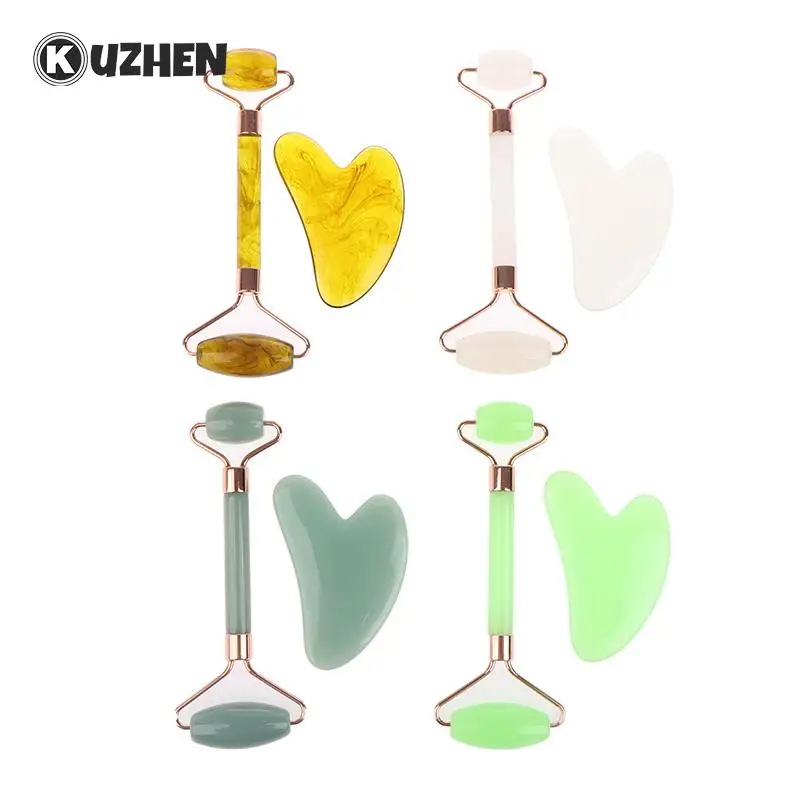 

2pcs/set Guasha Scraper Face Massage Roller Guasha Board Wrinkle Remover Beauty Tools Face Lifting Up Massager
