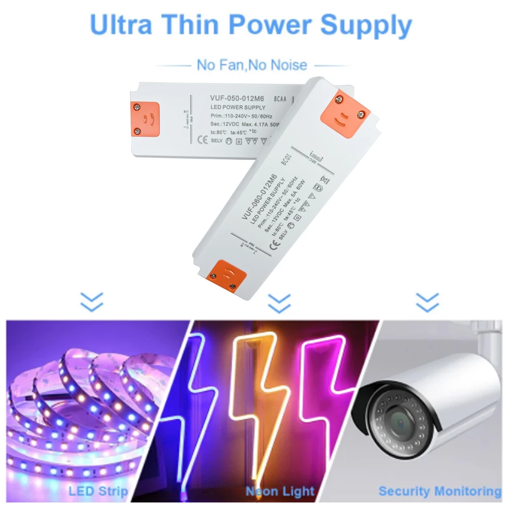 Ультратонкий светодиодный трансформатор постоянного тока 12 В 24