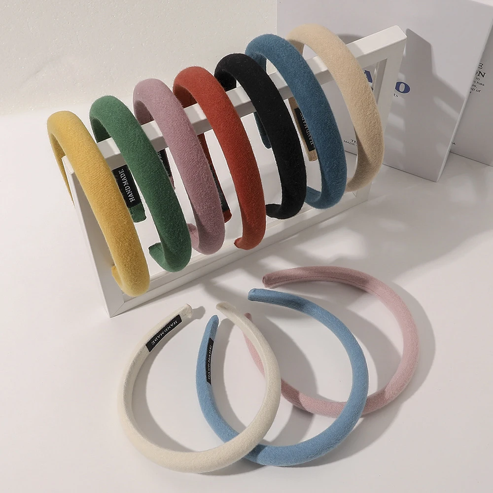 

2021 Female Bezel Padded Headband for Women Solid Thick Hair Hoop Hairband Sponge Hair Band Girls Hair Accessories