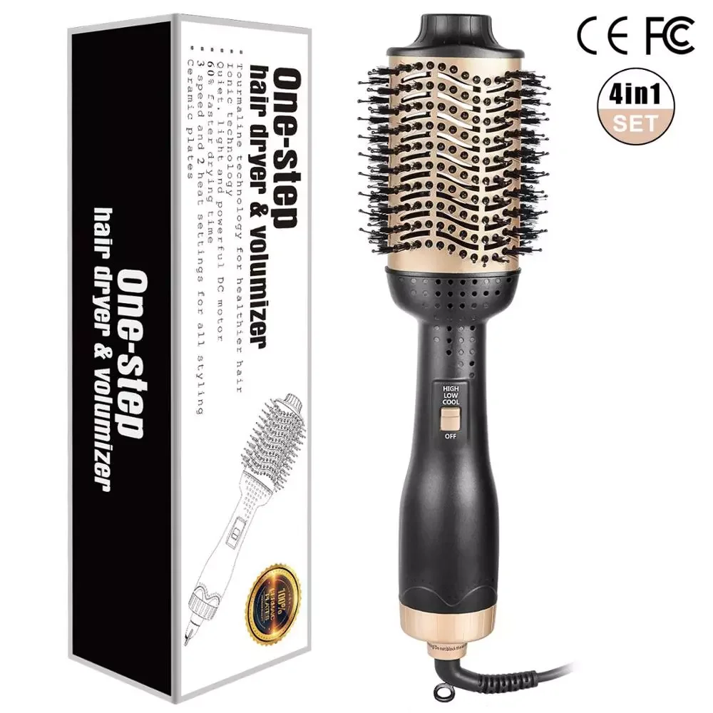 

2 in 1 Professional One Step Hair Dryer Brush Portable Hair Curling Iron Round Brush Hair Blow Dryer Brush Hot Air Brush