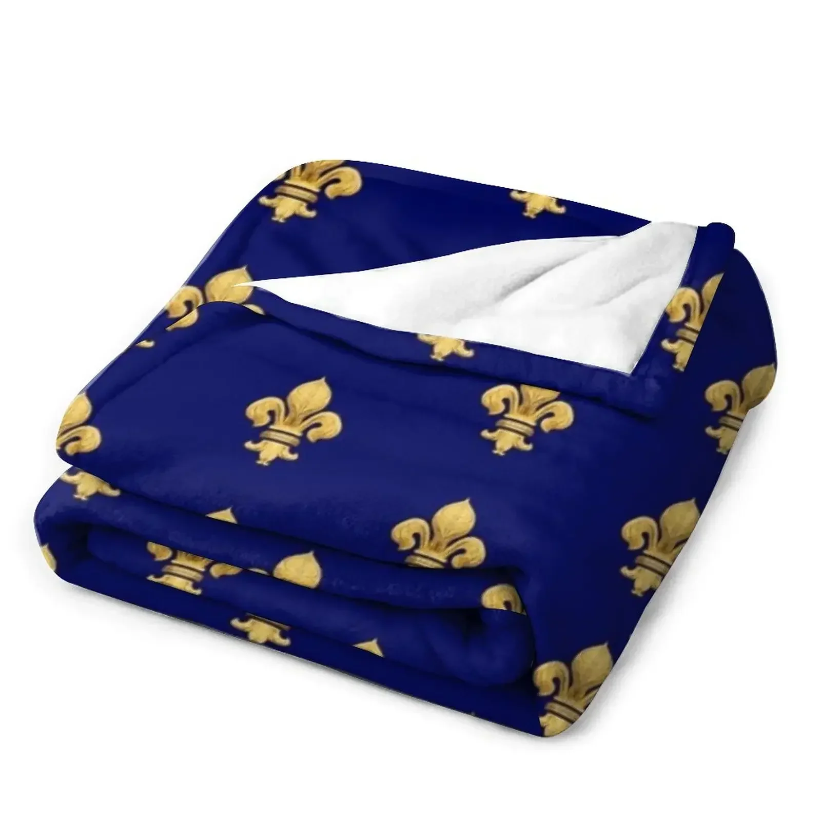 Королевский цветок de Lys синий плед одеяло декоративный путешествия винтажные