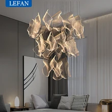 Light Guide LED Modern Chandelier living room decor lighting Duplex Rotating Stairs Pendant Lamp Dining room Hanging Lights