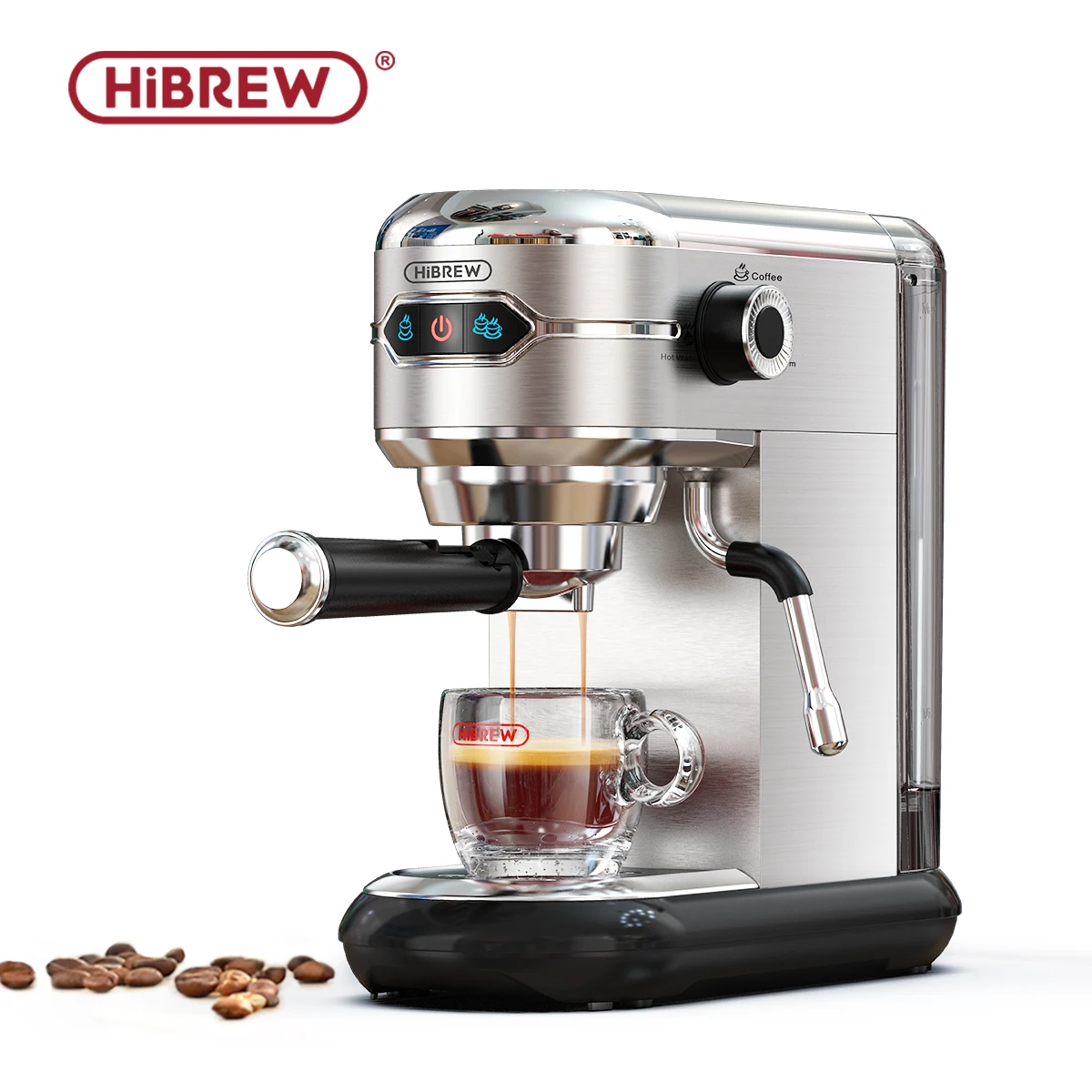 HiBREW Coffee Maker Cafetera 19 Bar Inox Semi Automatic Super Slim ESE POD& Powder Espresso Cappuccino Machine Hot Water H11