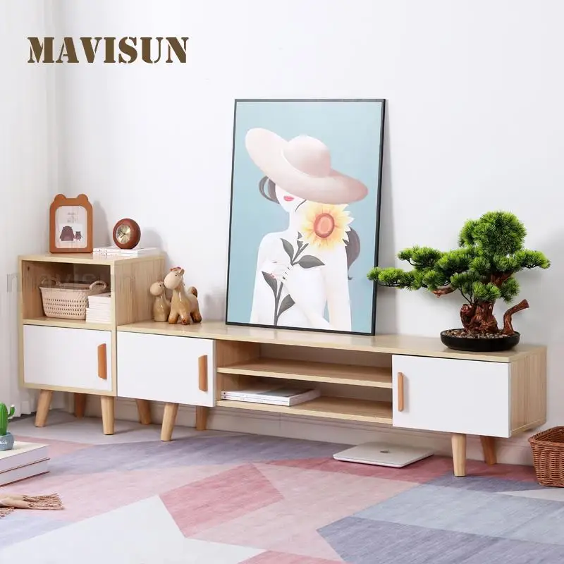 

Nordic Solid Wood Small Apartment High And Low Combination Simple Modern Light Luxury Economical Living Room Tv Base Cabinet