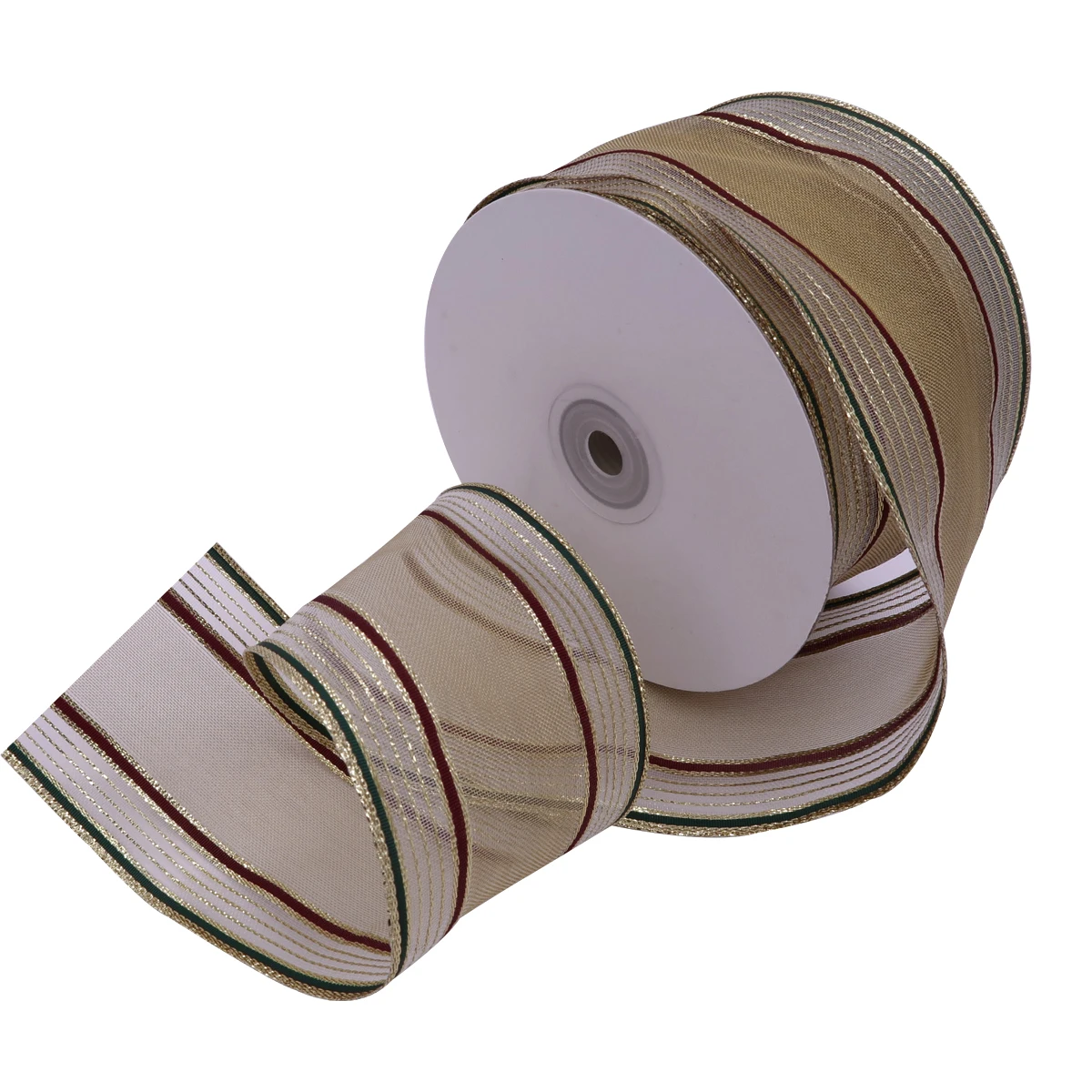 

5 10 25 Yards/Roll 63mm Wired Organza Metallic Glitter Striped Ribbon for Christmas Tree Decoration DIY Crafts Gift Wrap 2102